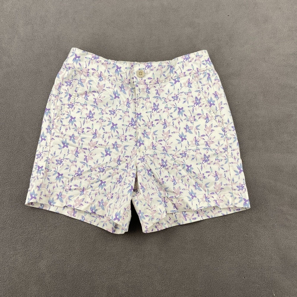 Jachs Girlfriend Chino Shorts Womens Small‎ White Floral Print Cotton High Rise